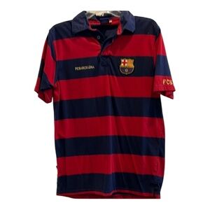 FC Barcelona Striped Polo Shirt- size large- men’s-vintage
